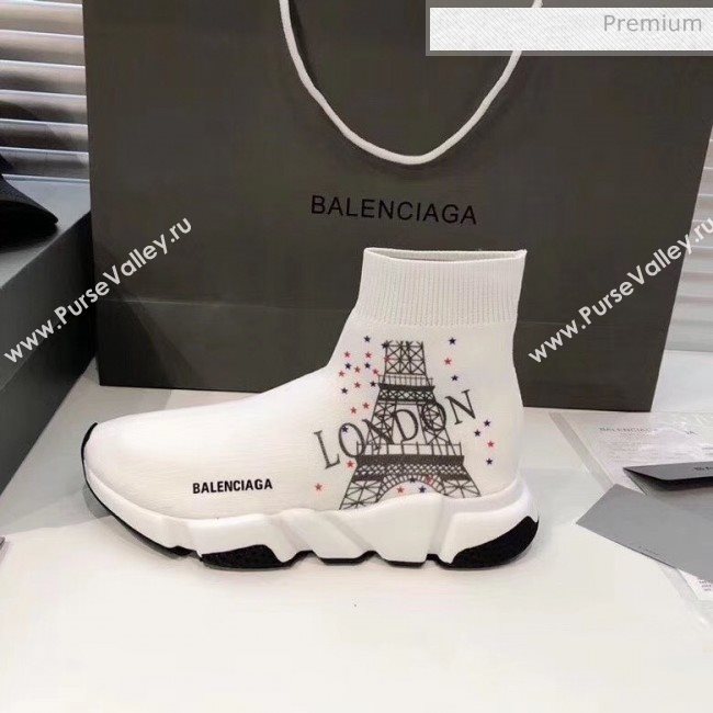 Balenciaga London Knit Sock Speed Trainer Sneaker White 2020 (MD-20033009)