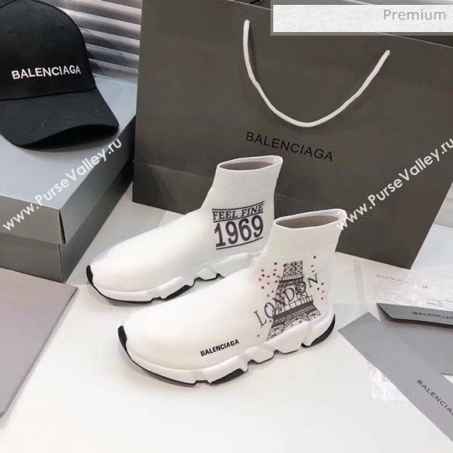 Balenciaga London Knit Sock Speed Trainer Sneaker White 2020 (MD-20033009)