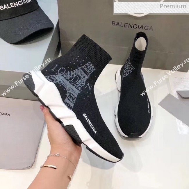 Balenciaga London Knit Sock Speed Trainer Sneaker Black 2020 (MD-20033008)