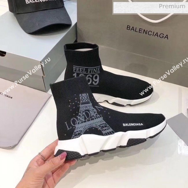 Balenciaga London Knit Sock Speed Trainer Sneaker Black 2020 (MD-20033008)