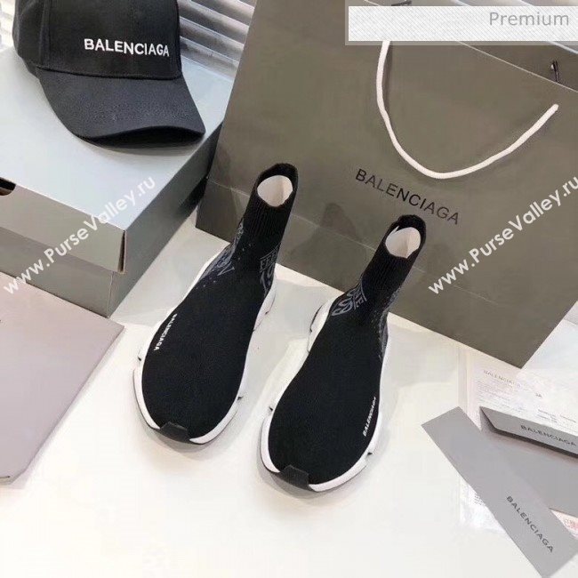 Balenciaga London Knit Sock Speed Trainer Sneaker Black 2020 (MD-20033008)
