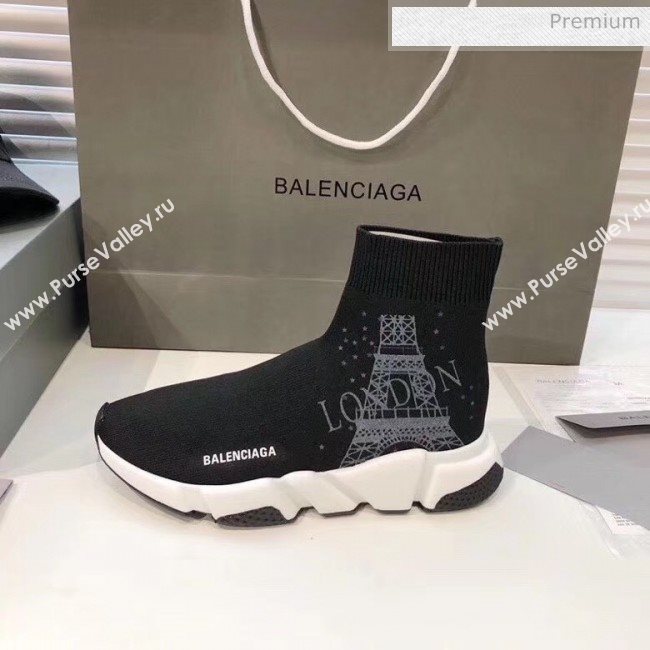 Balenciaga London Knit Sock Speed Trainer Sneaker Black 2020 (MD-20033008)