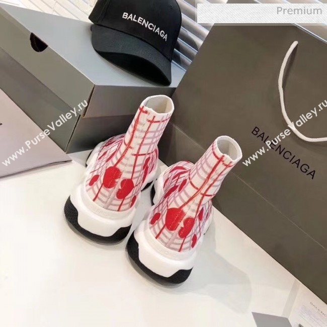 Balenciaga Heart Knit Sock Speed Trainer Sneaker White/Red 2020 (MD-20033005)