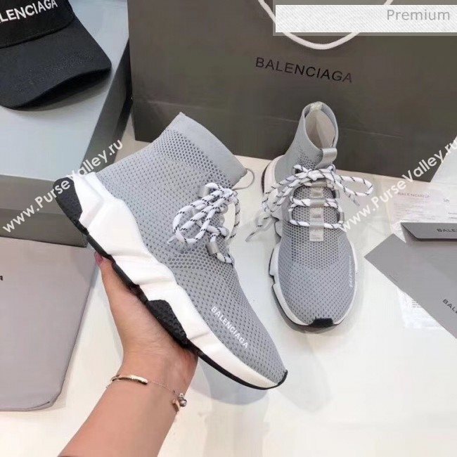 Balenciaga Lace-Up Knit Sock Speed Trainer Sneaker Grey 2020 (MD-20033003)