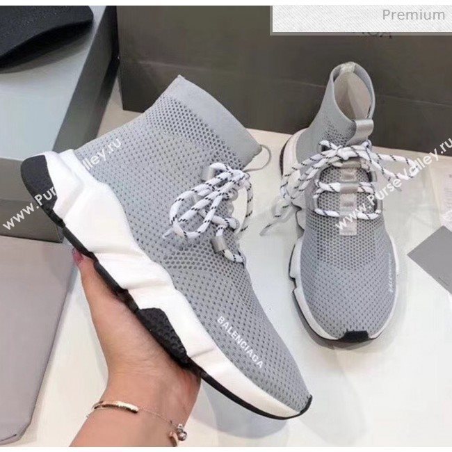 Balenciaga Lace-Up Knit Sock Speed Trainer Sneaker Grey 2020 (MD-20033003)