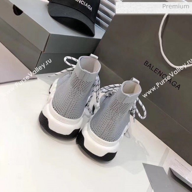 Balenciaga Lace-Up Knit Sock Speed Trainer Sneaker Grey 2020 (MD-20033003)