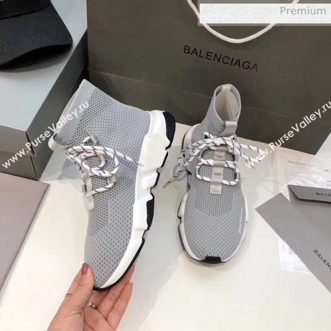 Balenciaga Lace-Up Knit Sock Speed Trainer Sneaker Grey 2020 (MD-20033003)