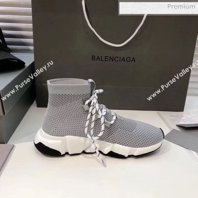 Balenciaga Lace-Up Knit Sock Speed Trainer Sneaker Grey 2020 (MD-20033003)
