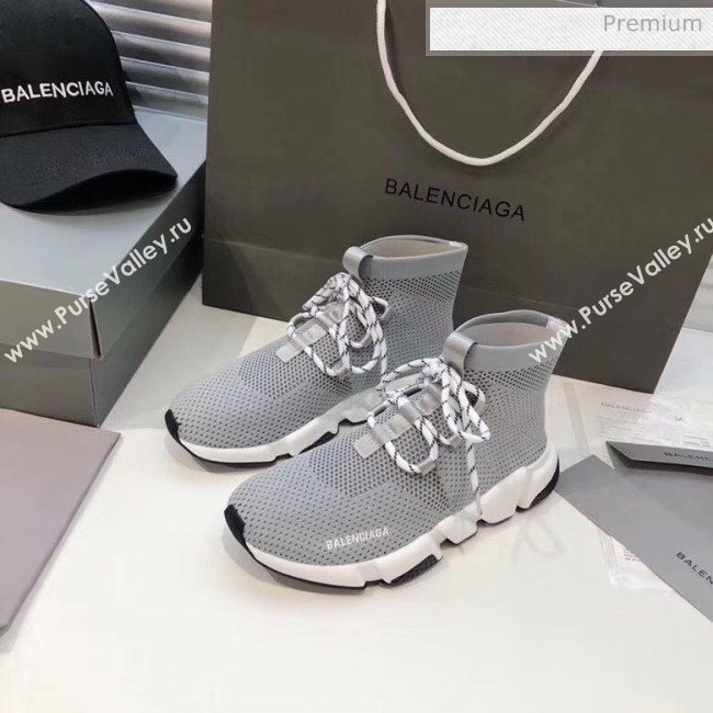 Balenciaga Lace-Up Knit Sock Speed Trainer Sneaker Grey 2020 (MD-20033003)