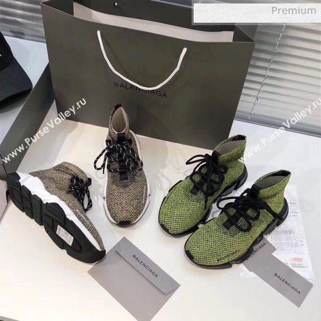 Balenciaga Lace-Up Knit Sock Speed Trainer Sneaker Green 2020 (MD-20033002)