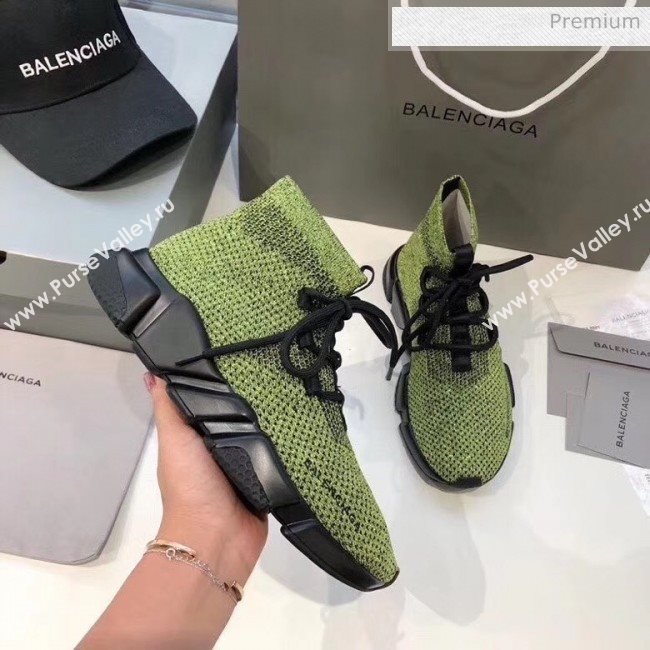 Balenciaga Lace-Up Knit Sock Speed Trainer Sneaker Green 2020 (MD-20033002)