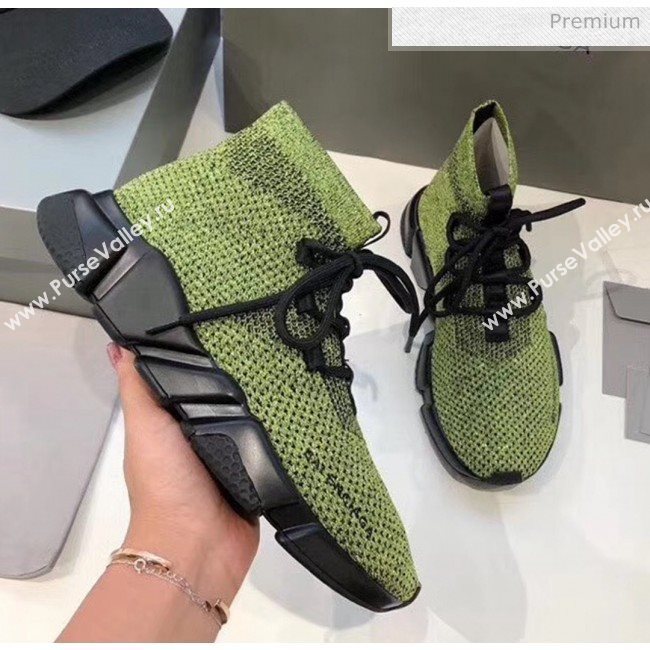 Balenciaga Lace-Up Knit Sock Speed Trainer Sneaker Green 2020 (MD-20033002)