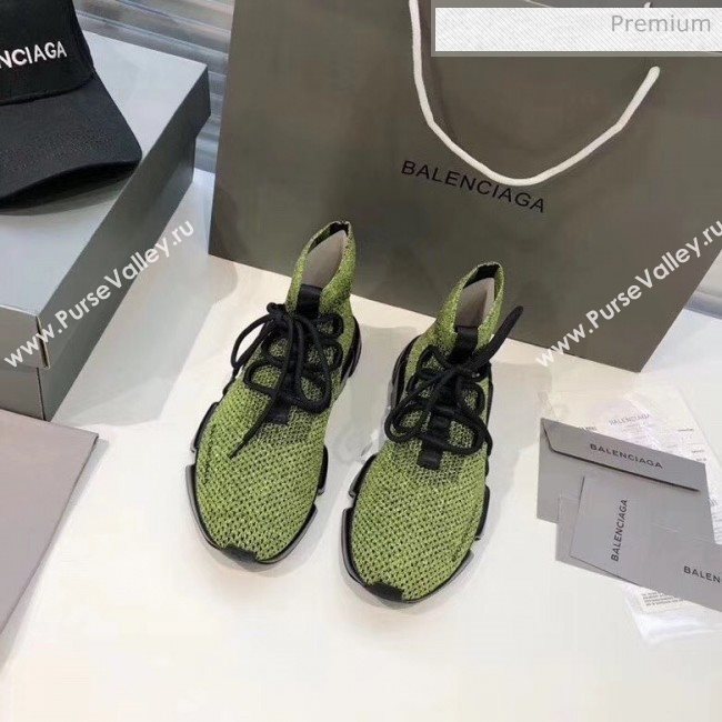 Balenciaga Lace-Up Knit Sock Speed Trainer Sneaker Green 2020 (MD-20033002)