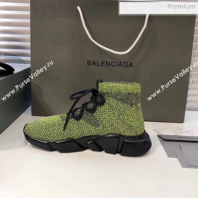 Balenciaga Lace-Up Knit Sock Speed Trainer Sneaker Green 2020 (MD-20033002)