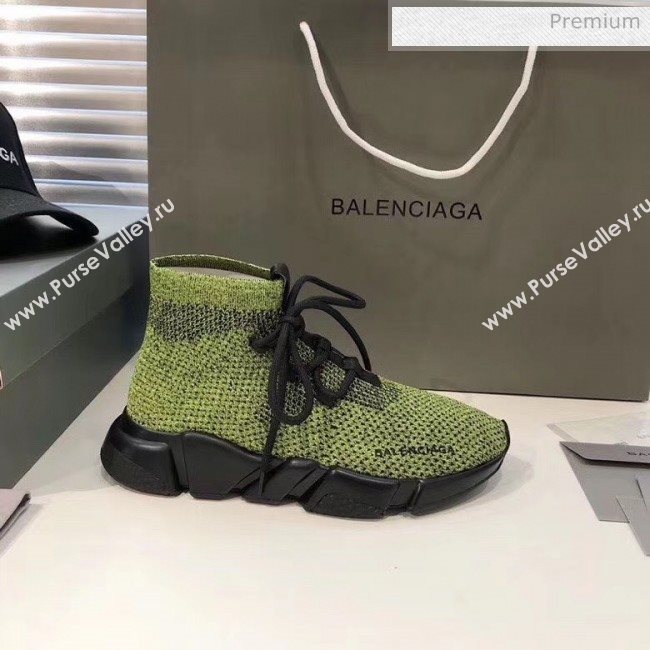 Balenciaga Lace-Up Knit Sock Speed Trainer Sneaker Green 2020 (MD-20033002)