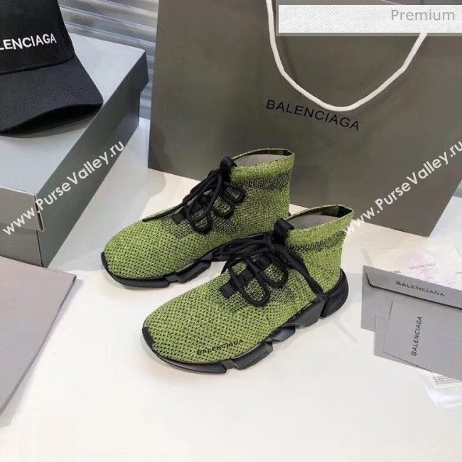 Balenciaga Lace-Up Knit Sock Speed Trainer Sneaker Green 2020 (MD-20033002)