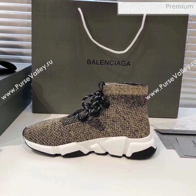 Balenciaga Lace-Up Knit Sock Speed Trainer Sneaker Beige 2020 (MD-20033001)