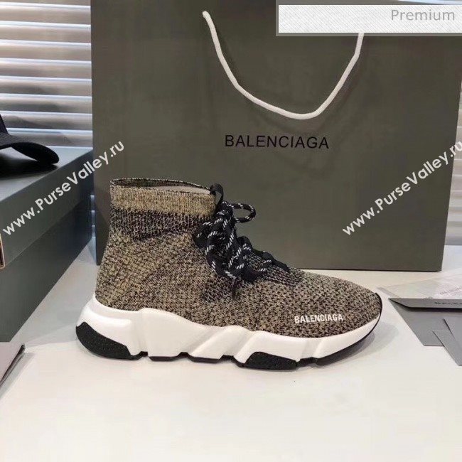 Balenciaga Lace-Up Knit Sock Speed Trainer Sneaker Beige 2020 (MD-20033001)
