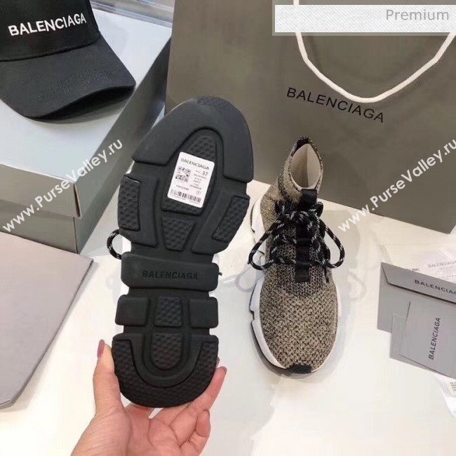 Balenciaga Lace-Up Knit Sock Speed Trainer Sneaker Beige 2020 (MD-20033001)