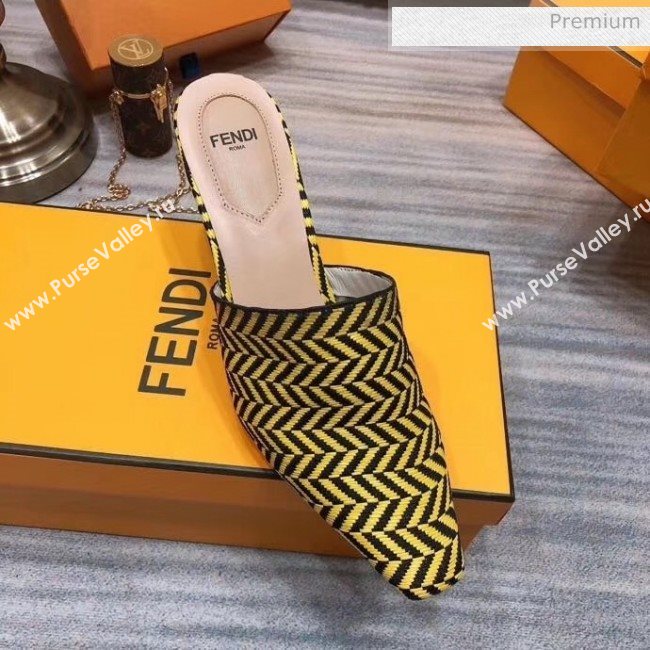 Fendi Woven Leather High Heel Mules Sandals Yellow 2020 (MD-20033103)