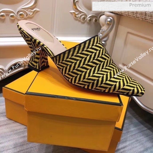 Fendi Woven Leather High Heel Mules Sandals Yellow 2020 (MD-20033103)