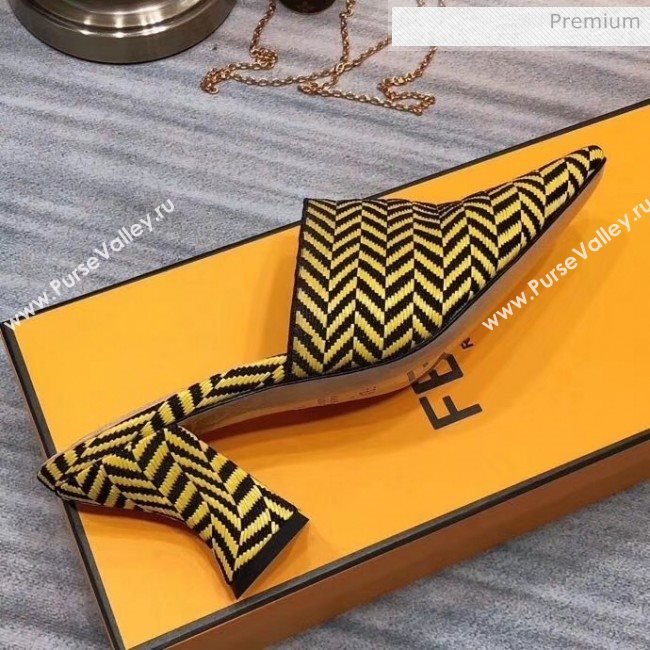Fendi Woven Leather High Heel Mules Sandals Yellow 2020 (MD-20033103)