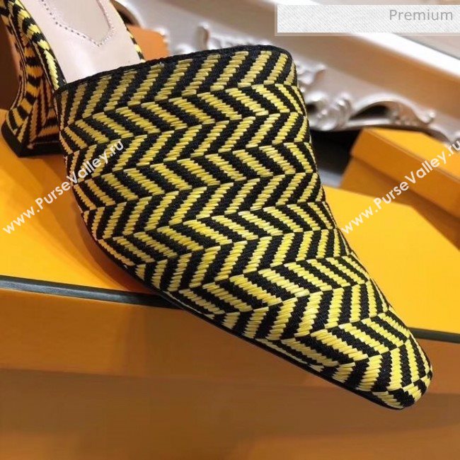 Fendi Woven Leather High Heel Mules Sandals Yellow 2020 (MD-20033103)