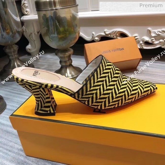 Fendi Woven Leather High Heel Mules Sandals Yellow 2020 (MD-20033103)