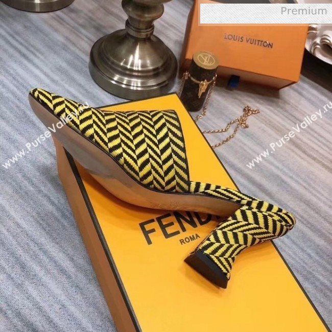Fendi Woven Leather High Heel Mules Sandals Yellow 2020 (MD-20033103)