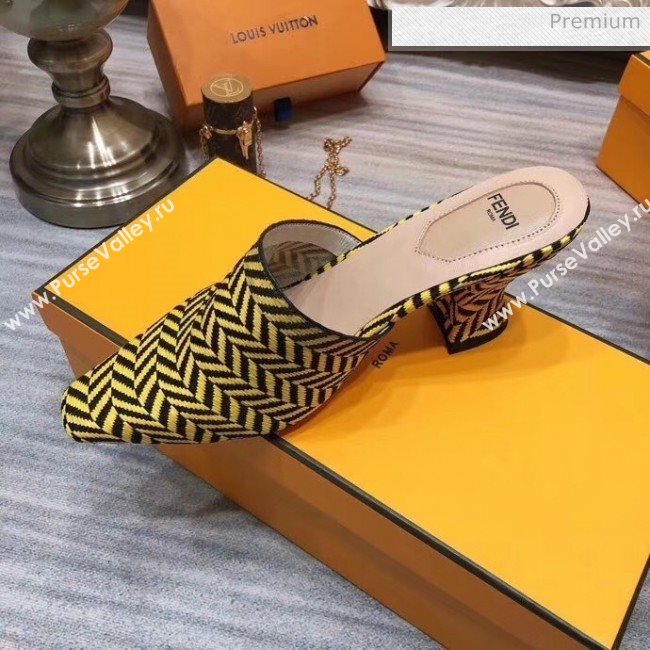 Fendi Woven Leather High Heel Mules Sandals Yellow 2020 (MD-20033103)