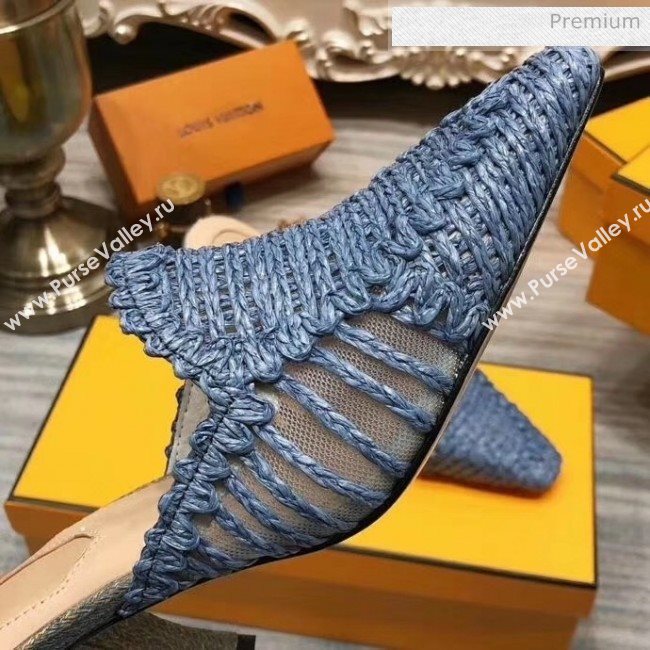 Fendi Woven High Heel Mules Sandals Blue 2020 (MD-20033104)
