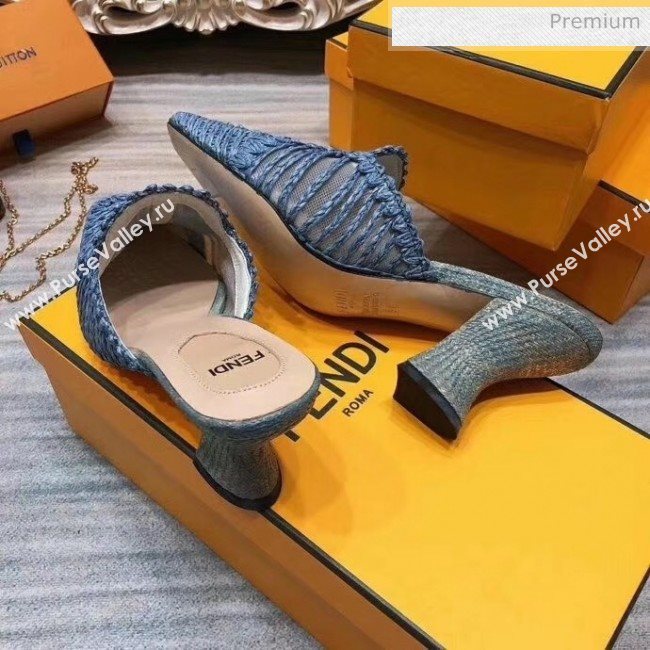 Fendi Woven High Heel Mules Sandals Blue 2020 (MD-20033104)