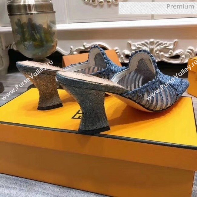 Fendi Woven High Heel Mules Sandals Blue 2020 (MD-20033104)