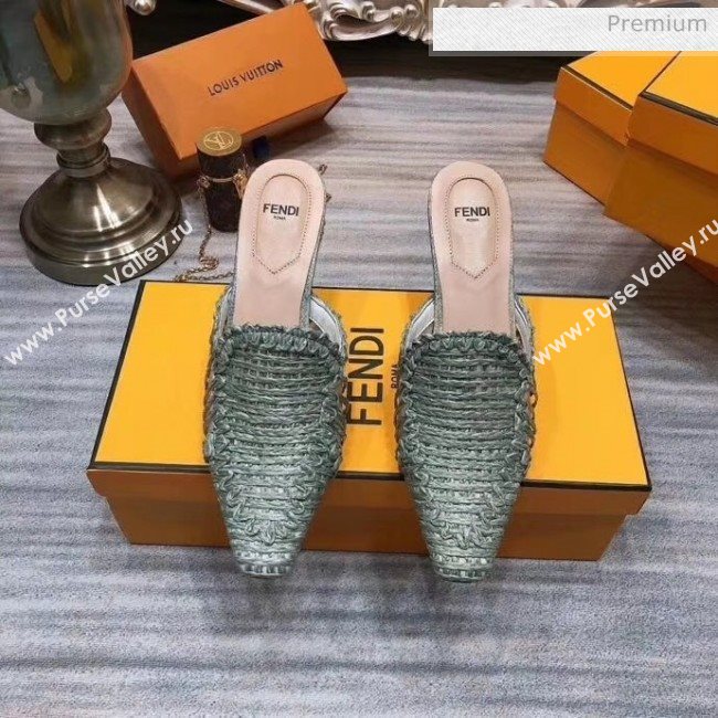 Fendi Woven High Heel Mules Sandals Green 2020 (MD-20033105)