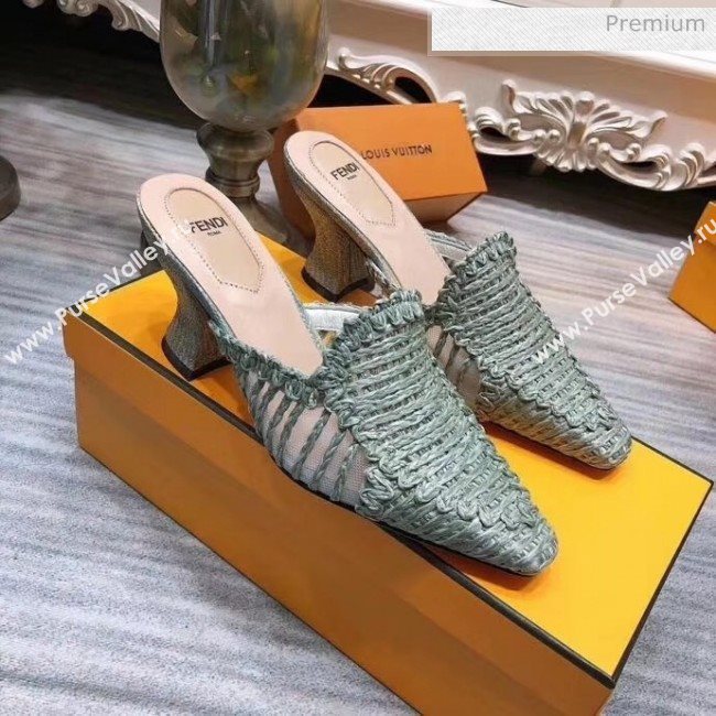 Fendi Woven High Heel Mules Sandals Green 2020 (MD-20033105)