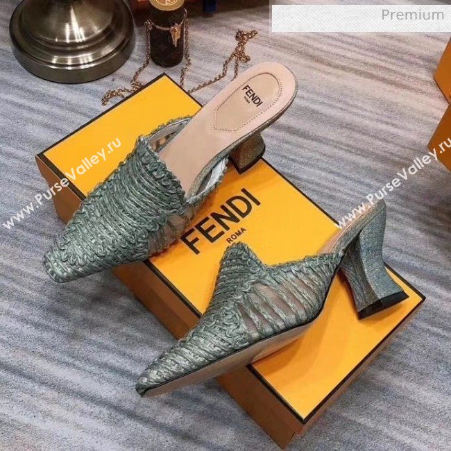Fendi Woven High Heel Mules Sandals Green 2020 (MD-20033105)