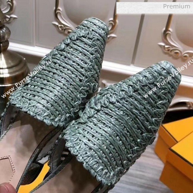 Fendi Woven High Heel Mules Sandals Green 2020 (MD-20033105)