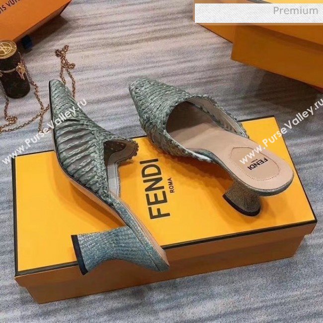 Fendi Woven High Heel Mules Sandals Green 2020 (MD-20033105)