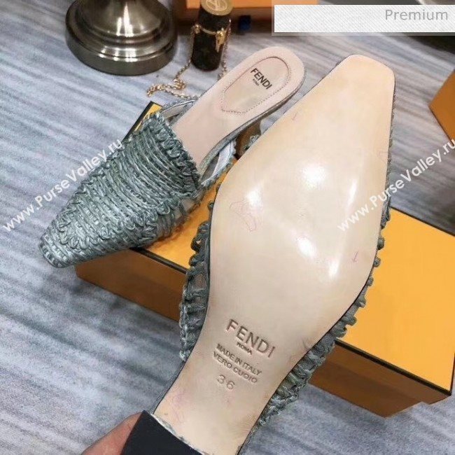 Fendi Woven High Heel Mules Sandals Green 2020 (MD-20033105)