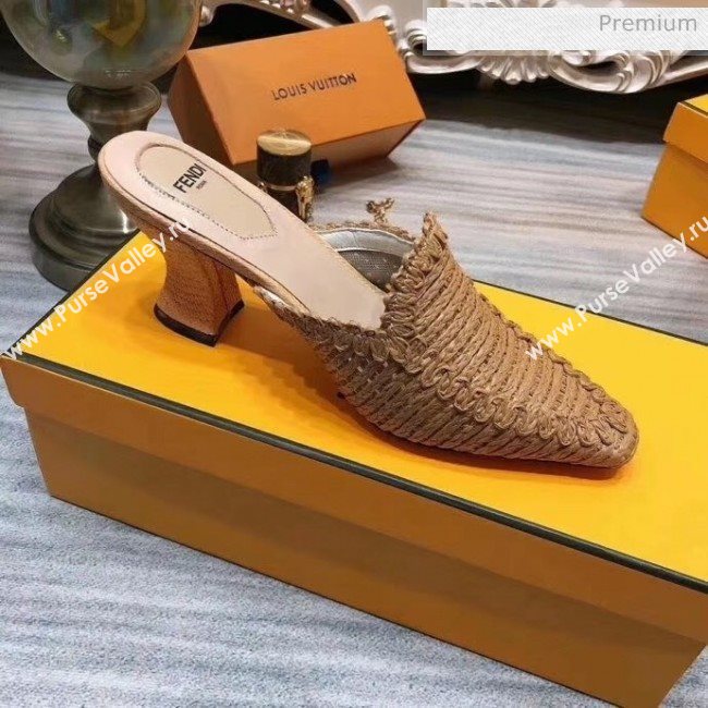 Fendi Woven High Heel Mules Sandals Brown 2020 (MD-20033106)
