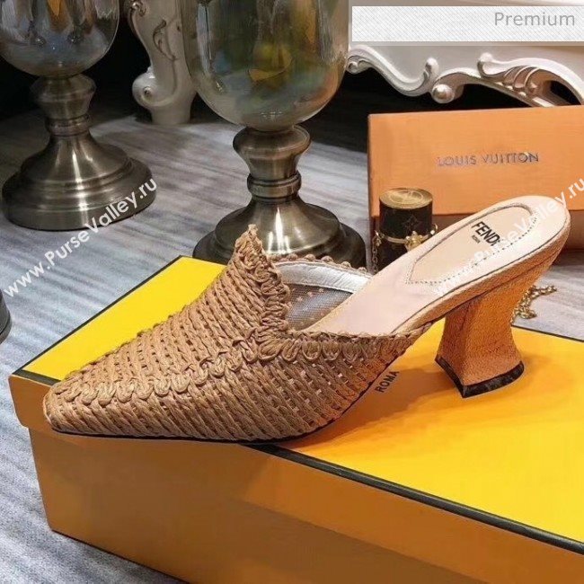 Fendi Woven High Heel Mules Sandals Brown 2020 (MD-20033106)