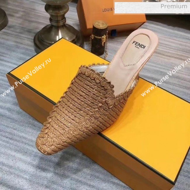 Fendi Woven High Heel Mules Sandals Brown 2020 (MD-20033106)
