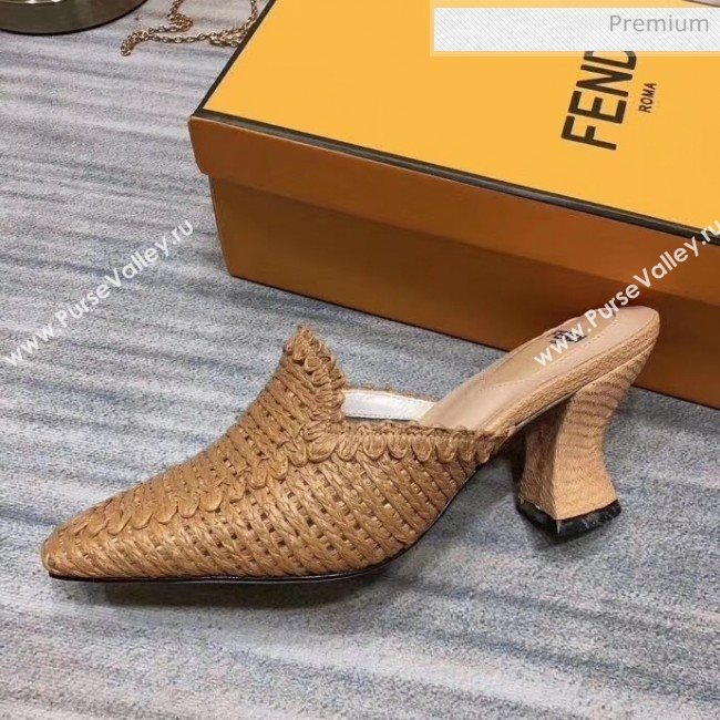 Fendi Woven High Heel Mules Sandals Brown 2020 (MD-20033106)