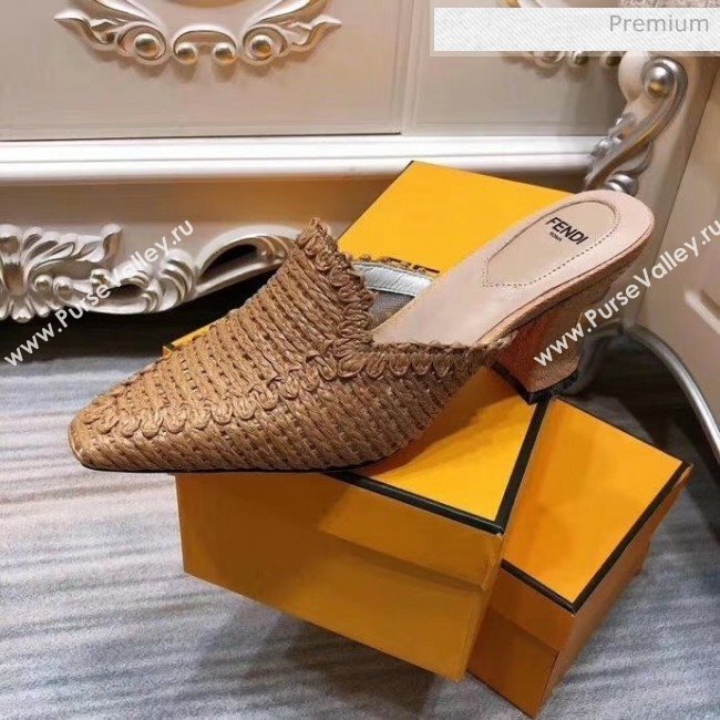 Fendi Woven High Heel Mules Sandals Brown 2020 (MD-20033106)