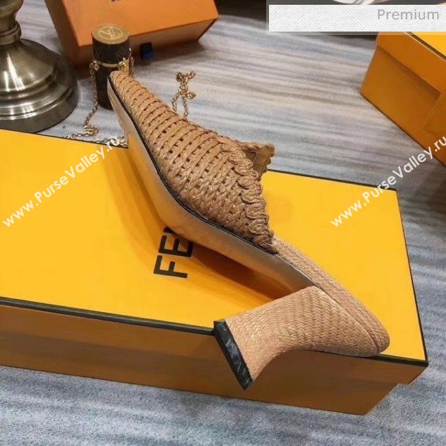 Fendi Woven High Heel Mules Sandals Brown 2020 (MD-20033106)