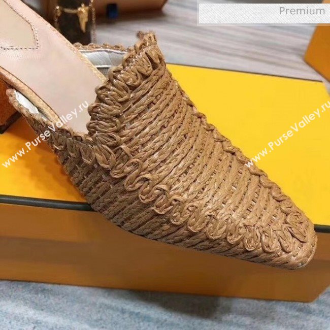 Fendi Woven High Heel Mules Sandals Brown 2020 (MD-20033106)