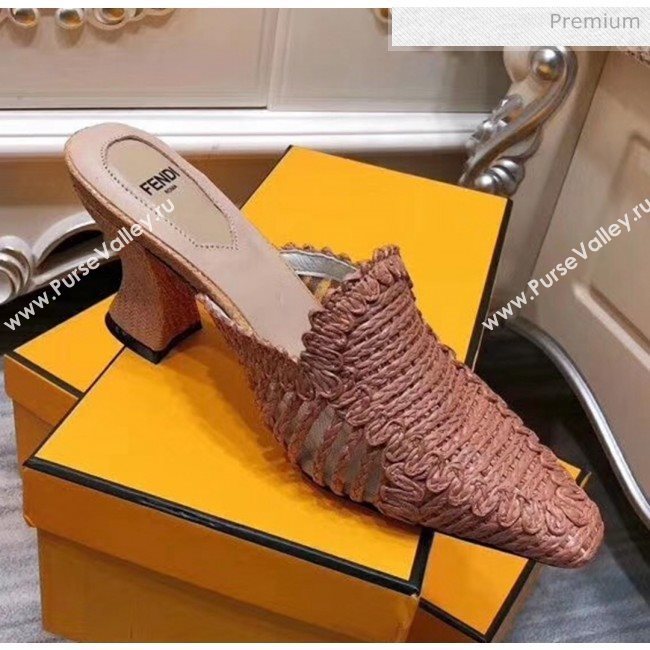 Fendi Woven High Heel Mules Sandals Pink 2020 (MD-20033108)