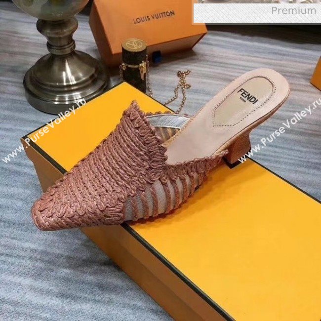 Fendi Woven High Heel Mules Sandals Pink 2020 (MD-20033108)