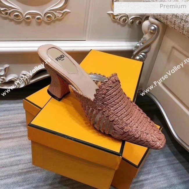 Fendi Woven High Heel Mules Sandals Pink 2020 (MD-20033108)