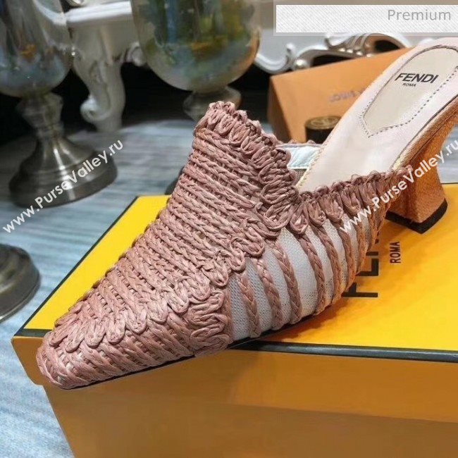 Fendi Woven High Heel Mules Sandals Pink 2020 (MD-20033108)